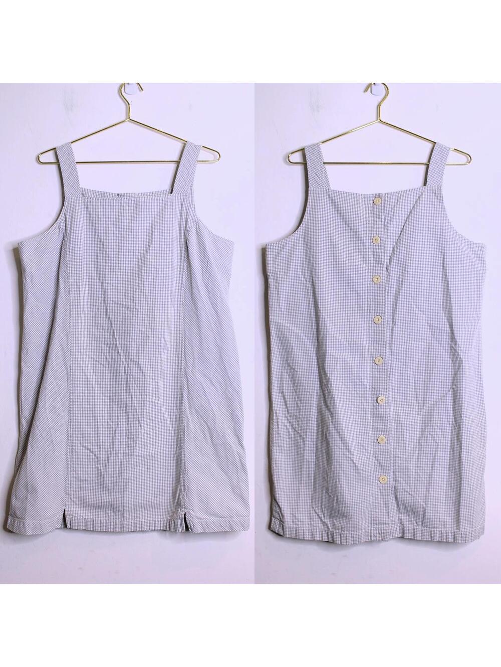 Dockers Blue White Brown Gingham Plaid Cotton Mini Dress - XL